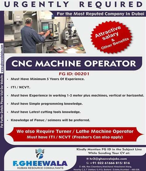 cnc machine maintenance jobs in Dubai 